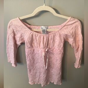 Girls pink lace top Large